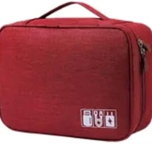 Organizador Bolsa Estojo para Cabos e Acessórios Eletrônicos, Tecido Resistente para Presente (Vermelho) Organizador Bolsa Estojo para Cabos e Acessórios Eletrônicos, Tecido Resistente para Presente (Vermelho)
