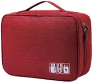 Organizador Bolsa Estojo para Cabos e Acessórios Eletrônicos, Tecido Resistente para Presente (Vermelho) Organizador Bolsa Estojo para Cabos e Acessórios Eletrônicos, Tecido Resistente para Presente (Vermelho)