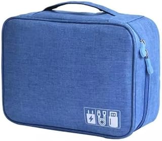 Estojo Necessaire Organizador de Cabos e Acessórios Eletrônicos Portátil Grande Nylon Impermeável Azul Claro Estojo Necessaire Organizador de Cabos e Acessórios Eletrônicos Portátil Grande Nylon Impermeável Azul Claro