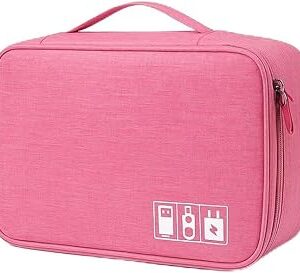 Estojo Organizador para Cabos e Acessórios Eletrônicos, portátil, resistente (ROSA) Estojo Organizador para Cabos e Acessórios Eletrônicos, portátil, resistente (ROSA)