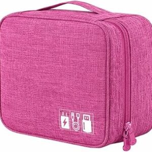 Estojo Organizador De Cabos E Acessórios Eletrônicos Bolsa Portátil Impermeável Para Viagem E Trabalho (Rosa)