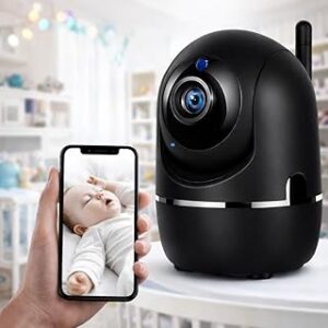Câmera Babá Eletrônica Wi-Fi com Áudio Bidirecional, Visão Noturna Infravermelha, Detecção de Movimento, Monitoramento em