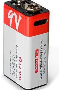 Bateria Recarregável 9V 400mAh, Bateria de Íon-Lítio USB, 1200 Ciclos, Carregamento Rápido em 2 Horas, para Controles, Ins Bateria Recarregável 9V 400mAh, Bateria de Íon-Lítio USB, 1200 Ciclos, Carregamento Rápido em 2 Horas, para Controles, Ins