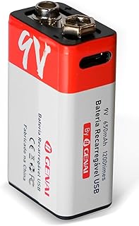 Bateria Recarregável 9V 400mAh, Bateria de Íon-Lítio USB, 1200 Ciclos, Carregamento Rápido em 2 Horas, para Controles, Ins Bateria Recarregável 9V 400mAh, Bateria de Íon-Lítio USB, 1200 Ciclos, Carregamento Rápido em 2 Horas, para Controles, Ins