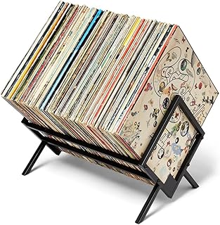 Cenroelon Elegante suporte preto LP suporte para discos de vinil 100 lps fácil montagem estantes de armazenamento de discos Cenroelon Elegante suporte preto LP suporte para discos de vinil 100 lps fácil montagem estantes de armazenamento de discos
