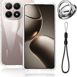 Oshmirian Capa para celular Xiaomi 15T TPU – transparente, alça de pulso, suporte de anel magnético, capa macia absorvente Oshmirian Capa para celular Xiaomi 15T TPU – transparente, alça de pulso, suporte de anel magnético, capa macia absorvente