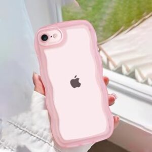 Compatível com iPhone 7/8/SE, ondulado, encaracolado, bonito, em forma de moldura, macia, à prova de choque, capa protetor