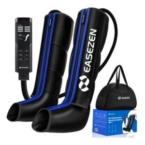 Bota De Compressao Pneumatica Massageador Pes Portatil Preto Com Detalhes Em Azul Bota De Compressao Pneumatica Massageador Pes Portatil Preto Com Detalhes Em Azul