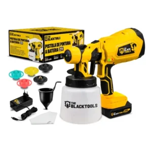 Pistola Pintura A Bateria 1,0 L Bivolt 500w  + Acessórios Amarelo E Preto 127/220v