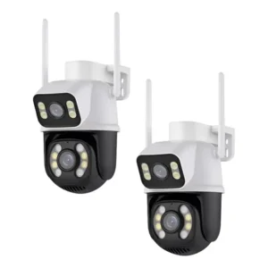 Kit 2 Cmera Wifi Externa A28 App Icsee Dupla Viso 3mp Prova Dgua Cor Branco