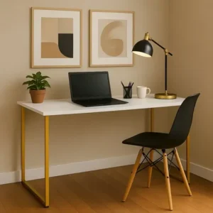 Escrivaninha Industrial 110cm Mesa Estudo Aparador Pés Aço Escrivaninha Industrial 110cm Mesa Estudo Aparador Pés Aço