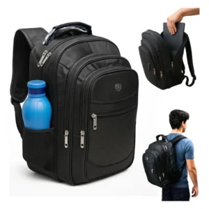 Mochila Masculina Impermeável Reforçada Aço Escola Notebook Preto Liso Mochila Masculina Impermeável Reforçada Aço Escola Notebook Preto Liso