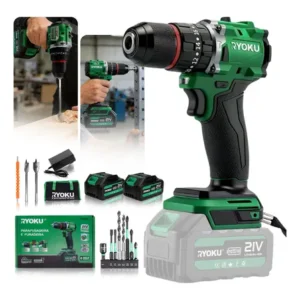 Parafusadeira Furadeira Impacto Brushless 2 Baterias Ryoku Verde 127/220v