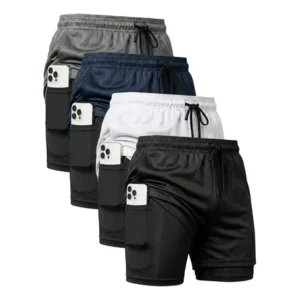 Kit 4 Shorts 2 Em 1 Duplo Dryfit Masculino Compressão Térmic Kit 4 Shorts 2 Em 1 Duplo Dryfit Masculino Compressão Térmic