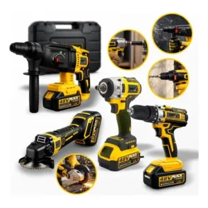 Kit Multi Ferramentas 4 Em 1 48v Sem Fio Com 2 Baterias Furadeira Parafusadeira Martelete Esmerilhad